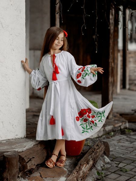 Мотря - Вишита сукня з маками для дівчинки фото