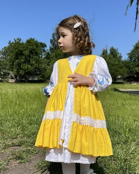Комплект "Віра" - Сукня з вишитими ластівками та жовтий жупан фото