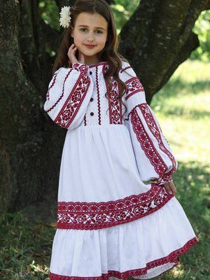 Єсенія - Вишита сукня в бордовому кольорі фото