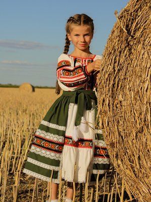 Комплект "Ярина" - Вишита сукня та плахта в етностилі для дівчинки фото