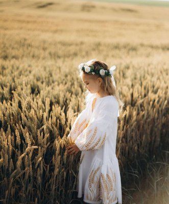 Стефанія - Лляна дитяча сукня з колосками фото