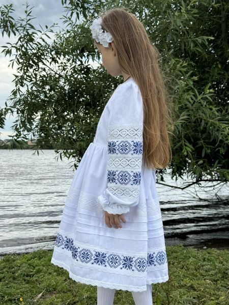 Ляна - Сукня для дівчинки з синьою вишивкою фото