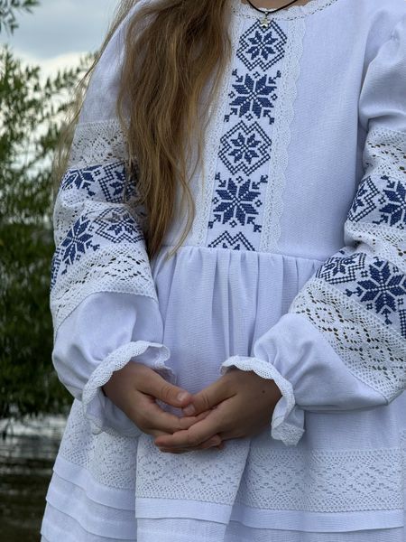 Ляна - Сукня для дівчинки з синьою вишивкою фото